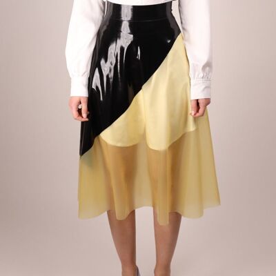 Demi A-Line Skirt - diagonally transparent - L - very dark black