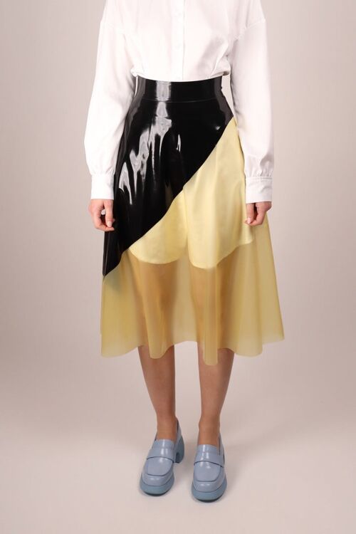 Demi A-Line Skirt - diagonally transparent - Made to measure - very dark black