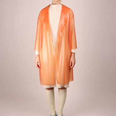 Cocoon Trench Coat - 3/4 sleeve - S/M - transparent salmon
