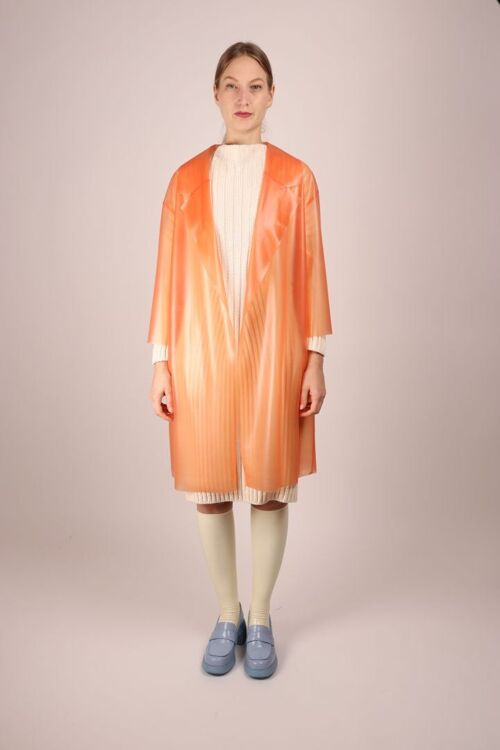 Cocoon Trenchcoat - 3/4 sleeve - L/XL - transparent salmon