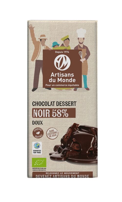 Chocolat bio Noir dessert 58%