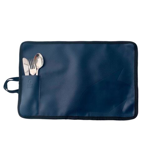 Individual Azul Escuro e Talheres Inox Smartlunch