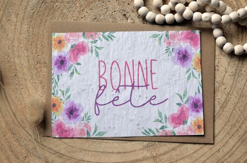 Carte à planter Bonne fête Fleurie