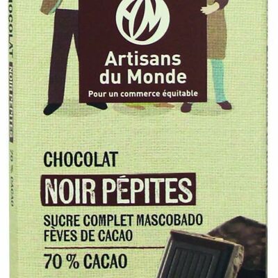 Choc bio noir pépites 73% 100g