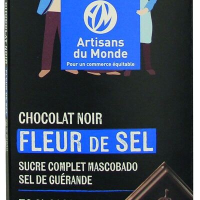 Organic black choc Fleur Sel 100g