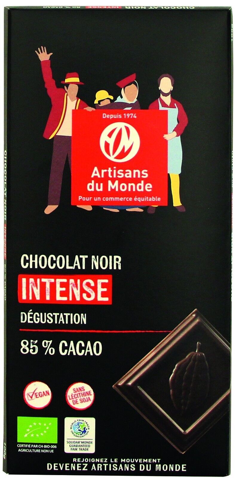 Degus di cioccolato biologico nero 85% 100g