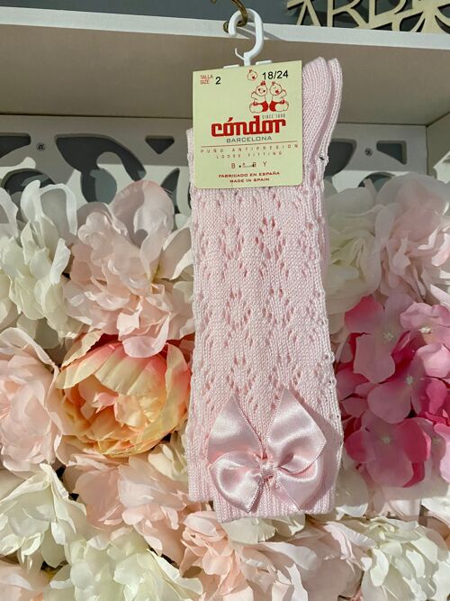 Cóndor pink knee bow socks -