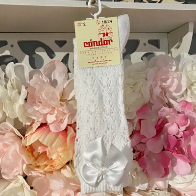 Cóndor white knee bow socks -