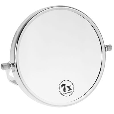Standing mirror - metal, silver, with bracket for standing up, 7x magnification, Ø 15 cm