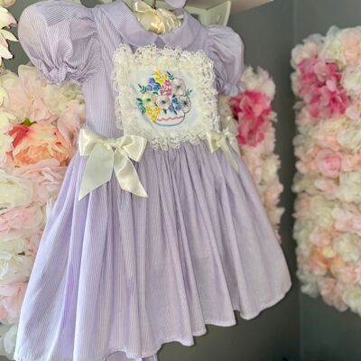 Exklusives Dolli-Kleid mit violetten Nadelstreifen -