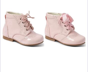 Bottines à lacets roses pour fille -