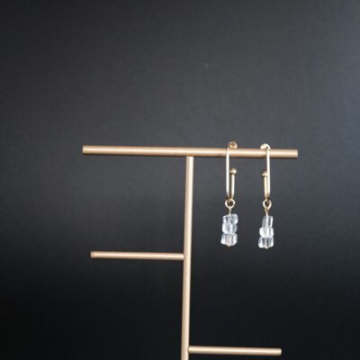 Jewel - Earrings, France, Natural stones - "Nugget - Rock Crystal"