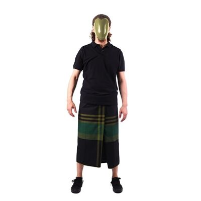 Black olive green checked sarong - Stourne