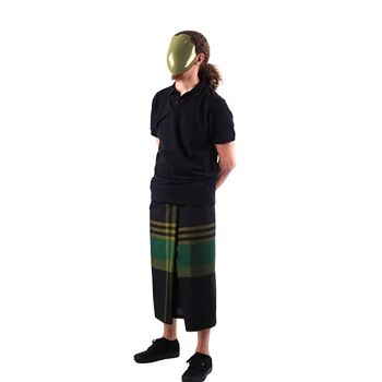 Sarong à carreaux vert olive noir - Stourne 4