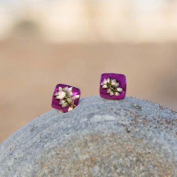 Boucles d'oreilles violet chiné 1