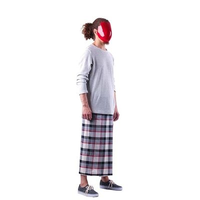 White, black and red checked sarong - Epeiche