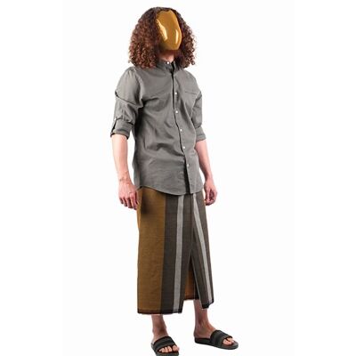 Sarong with stripes brown gray green - Alcippe