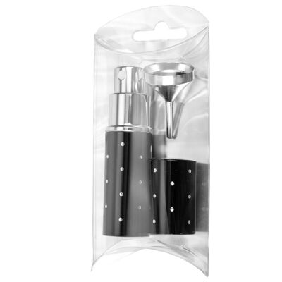 Taschenzerstäuber schwarz für 10 ml mit Trichter silber, in Geschenkpackung