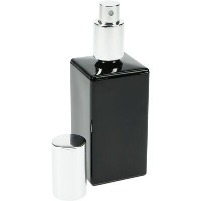 Atomizador de mesa, vidrio, negro brillante, para 100 ml, ancho 4 cm, alto 13 cm