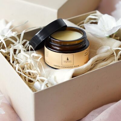 Neroli  Cleansing Balm and Muslin cloth Gift Set.with Gift Box and dried flower posy