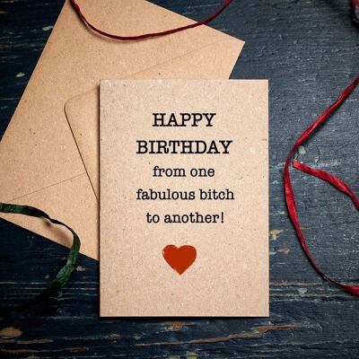 Funny Birthday card / Happy Birthday from One Fabulous Bitch to Another card