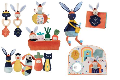 Pack collection Gabin lapin :23 jouets d'éveil et manipulation, doudou, peluche, balle ...  Collection GABIN LAPIN 🥕 + 2 Doudous OFFERTS