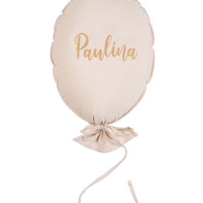 BALLOON PILLOW DELUX VANILLA CREAM PERSONALIZED LIGHT GOLD