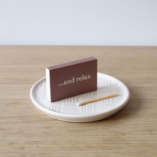 'and relax' matchbox – statement matches