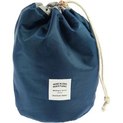 Beauty travel bag blue made of nylon, Ø 14 cm