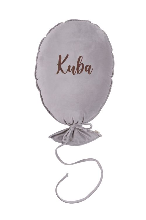 BALLOON PILLOW DELUX SILVER GREY PERSONALIZED CARAMEL