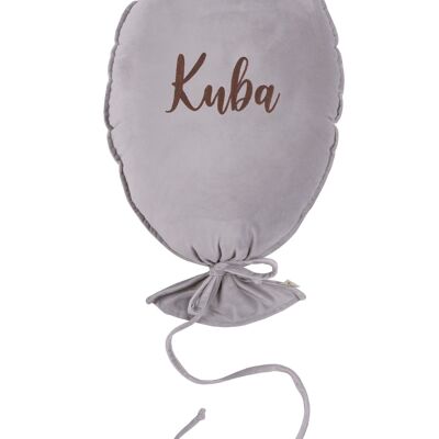 BALLOON PILLOW DELUX SILVER GREY PERSONALIZED CARAMEL