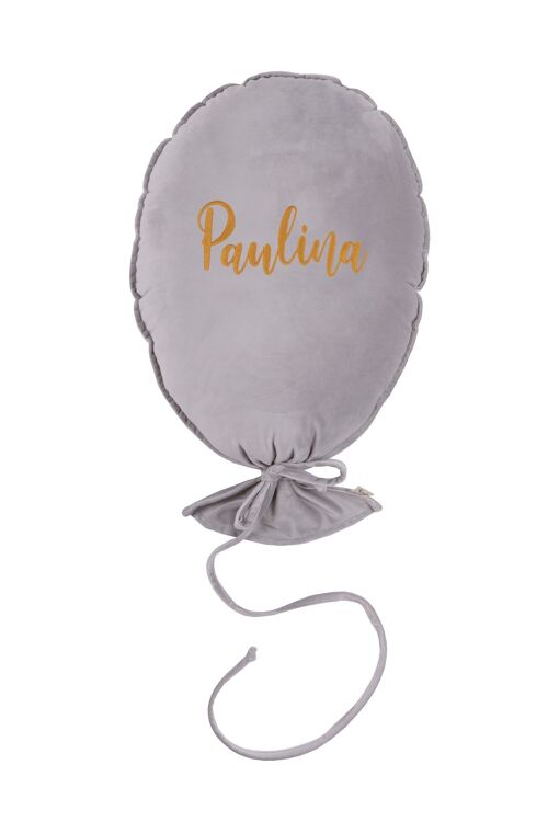 BALLOON PILLOW DELUX SILVER GREY PERSONALIZED GOLD