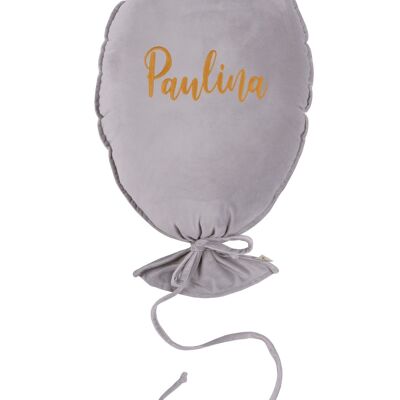 BALLOON PILLOW DELUX SILVER GREY PERSONALIZED GOLD