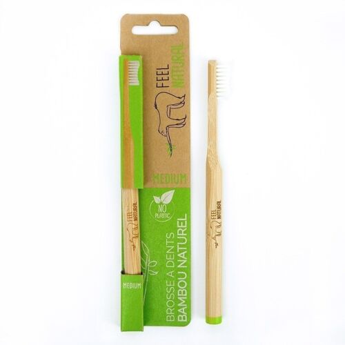 Brosse à dents ronde en bambou naturel 
MEDIUM