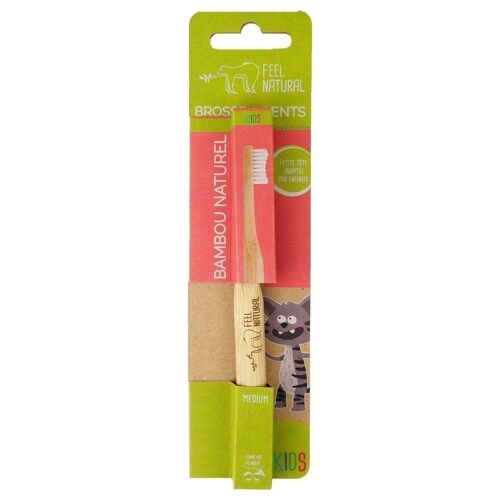 Brosse à dents enfant en bambou naturel 
MEDIUM