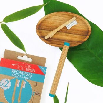 Lot de 2 têtes rechargeables compatibles 
avec les brosses à dents rechargeables en bambou naturel
SOUPLE 2