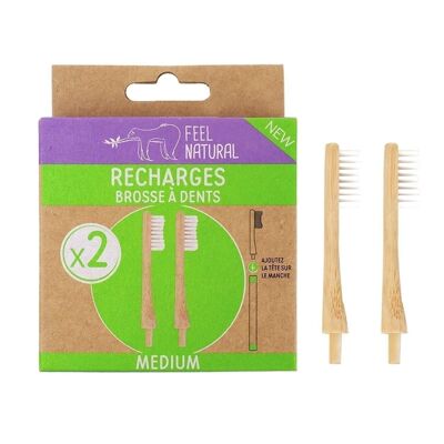 Set of 2 rechargeable heads
compatible with rechargeable natural bamboo toothbrushes
MEDIUM