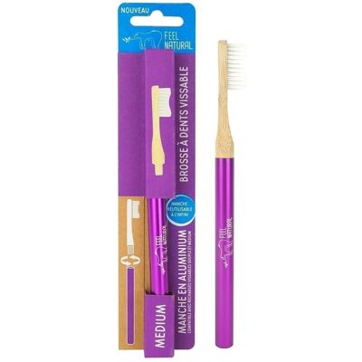 Screw-on toothbrush in bamboo and purple aluminum
MEDIUM