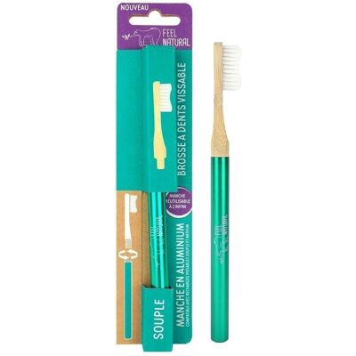 Green aluminum and bamboo screw-on toothbrush
SOFT