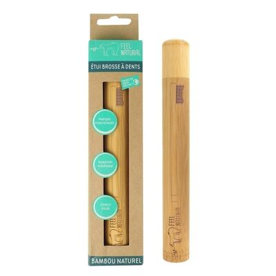 Custodia in bambù naturale per trasportare e proteggere il tuo spazzolino da denti.