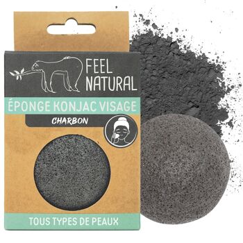 Eponge konjac visage charbon 100% naturelle. 1