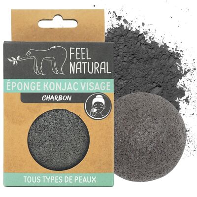 100% natural charcoal facial konjac sponge.