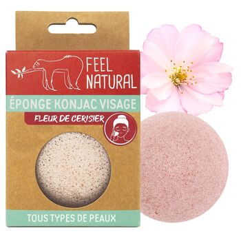 Eponge konjac visage fleur de cerisier 100% naturelle. 1