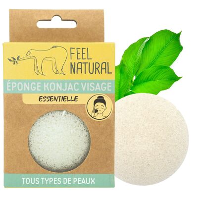 Esponja facial de konjac 100% natural.