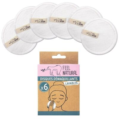 Set of 6 washable make-up remover discs.