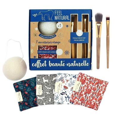 Box of 7 zero waste face accessories for natural beauty
 christmas edition