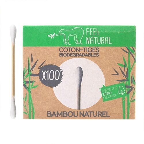 BOITE 100 COTONS TIGES BLANC BAMBOU - FEEL NATURAL