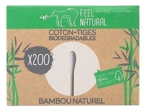 BOITE 200 COTONS TIGES BLANC BAMBOU - FEEL NATURAL