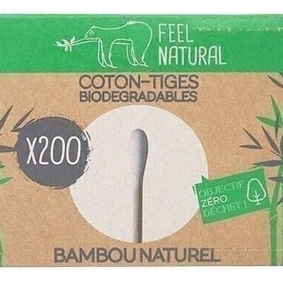 BOX 200 COTTON SWABS WHITE BAMBOO - FEEL NATURAL