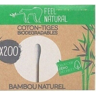 BOITE 200 COTONS TIGES BLANC BAMBOU - FEEL NATURAL
